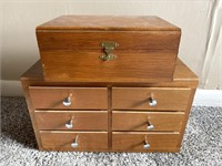 (2) Wood Jewelry Boxes and Jewelry 15” x 5.5” x