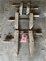 (3) Primitive Wood Vise Clamps