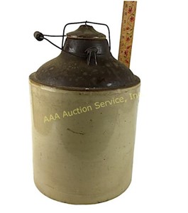 Stoneware 3 Gallon Crock Jug with Handle and Lid,