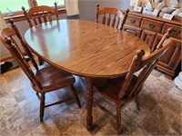 Tell City Dining Table, (6) Chairs, (2) Leaves