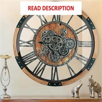 30 Inch Moving Gear Wall Clock  Oversized  Brown