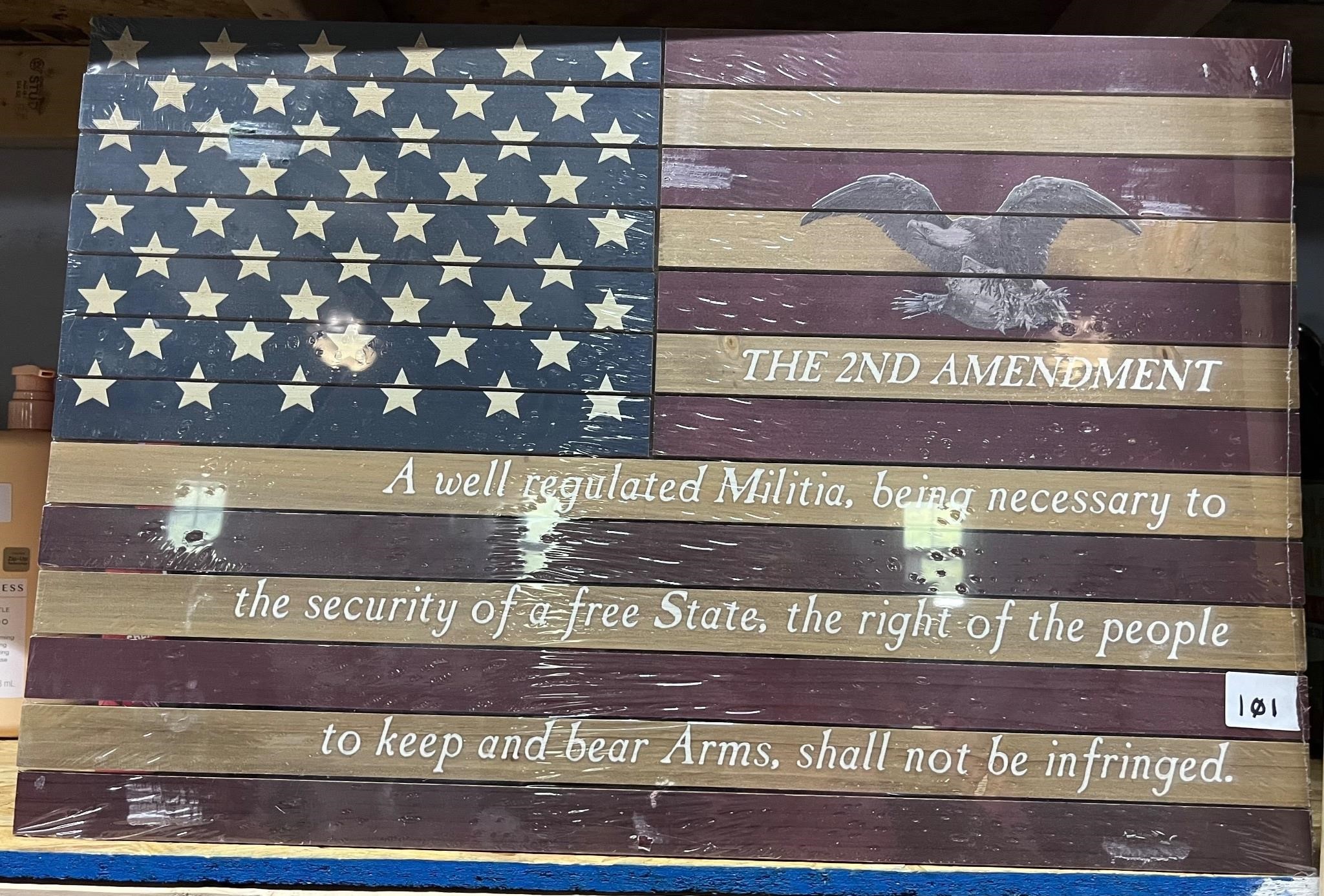 The 2nd Amendment Wooden American Flag Decor