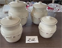 Longaberger pottery stoneware canister set