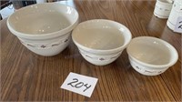 Longaberger Pottery Stoneware Nesting Bowls