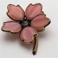Pink Stone Trifari Flower Broach