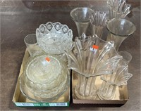 8 Glass Vases, and 10 Assorted Glassware Bowls