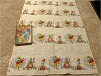 Mother Goose Quilted Baby Blanket & 1941 Book