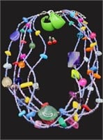 Colorful Beaded Necklace & Enamel Earrings
