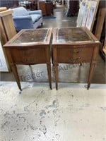 Pair of Vintage Leather Top Tables