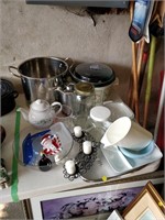lot of crock pot, dishes, containers, jars, etc.