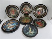 7 RUSSIAN COLLECTOR PLATES (5 IN WOOD FRAMES)