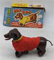 (M) Vintage Hot Dog friction Dachshund toy. 6"