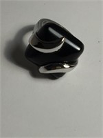 BLACK ONYX STERLING SILVER RING SIZE 6