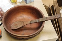 Carved Bowl by Hecho Amano and Ladel