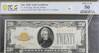 1928 PCGS AU 50 20 $ GOLD CERTIFICATE