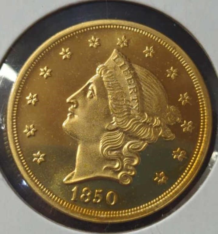 1850 USA $20 gold token