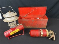 Kerosene flare kit, with fire, extinguisher, and