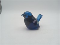 Fenton Blue Glass Bird Paperweight Artist Signed