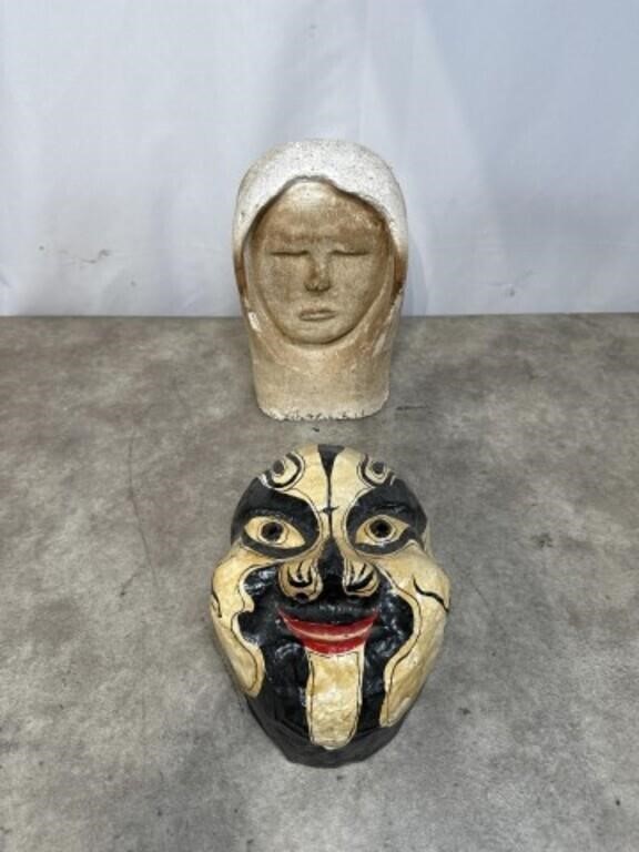 Paper Mache Mask and Ceramic Artisan Head