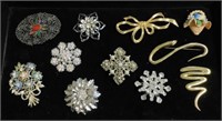Vintage to Newer Costume Jewelry Brooches.