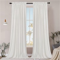 White 108in Long Velvet Curtains