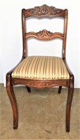Vintage Carved Back Chair with Upholstered