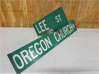 STREET SIGNS, LEE ST. & OREGON CHURCH RD.,