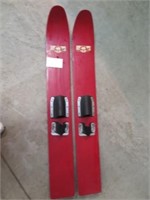 WATER SKIS, PAIR RED ADULT, PAIR YELLOW CHILD'S &