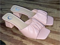 Women’s Square-Toe Block Heel Slides, Size 9.5