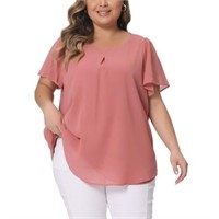 4X  Sz 4X Agnes Orinda Plus Size Chiffon Blouse Ru