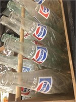 Pepsi bottles in wood carrying case