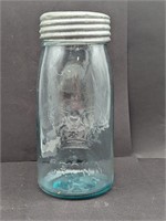 Modified Ring Teal Quart Unusual Crown Canning Jar