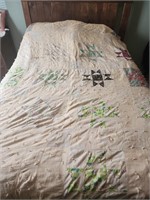 63x79 vintage quilt stars, has a couple stains