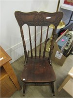 ANTIQUE PRESSBACK ROCKING CHAIR