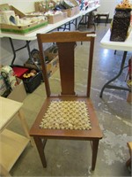 ANTIQUE ELM PADDED SIDE CHAIR