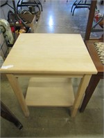 UNFINISHED TWO TIER WOOD SIDE TABLE