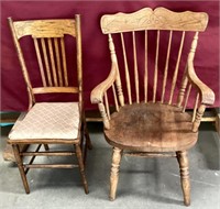 Two Vintage Oak Chairs