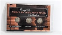 Complete Mercury Dime Mint Mark Collection w/COA