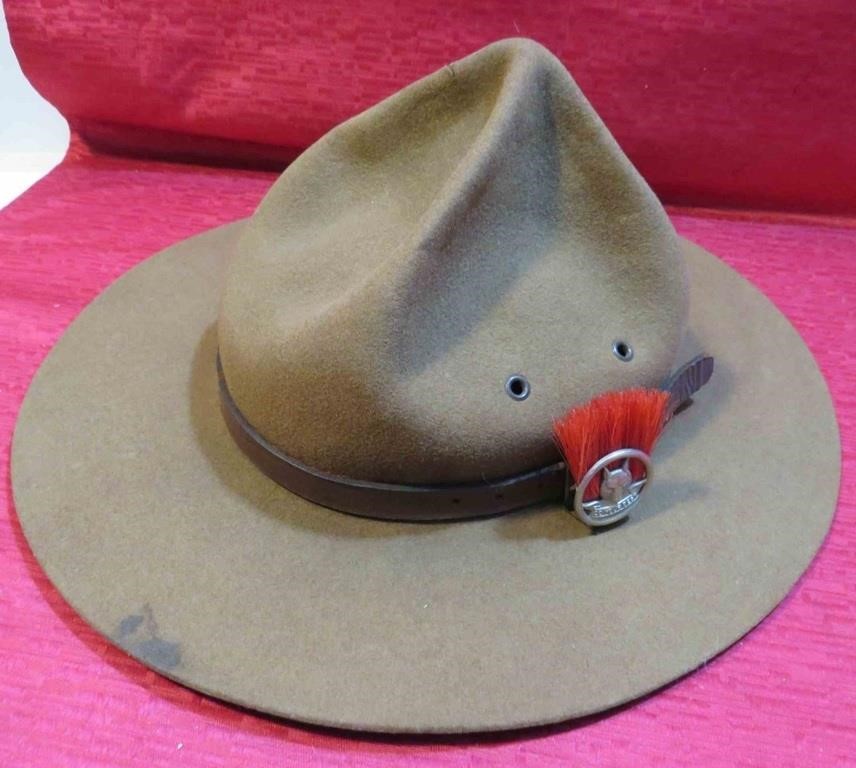 Vintage Boy Scout Masters Stenson Hat w Pin RARE