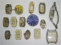 15 pcs. Antique Watch Movements, Cases & Faces