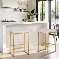 MAISON ARTS White & Gold Bar Stools Set of 2 for K