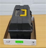 Plastic toolbox with plumbing tools
8"W x 16"L x