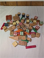 Vtg Wooden Baby Blocks