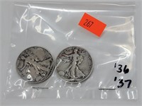 2- Walking Liberty Half Dollars