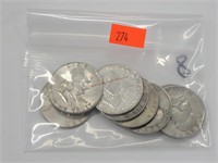 8- Franklin Half Dollars