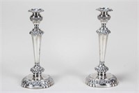 Pair of English Sheffield Plate Candlesticks,