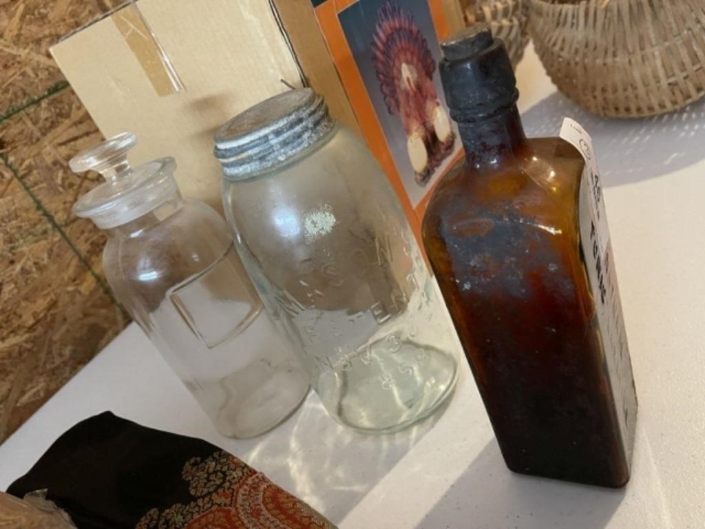 Mason Jar and 2 Bottles