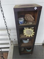 Wooden Shelf w/ Contents- Planters and More