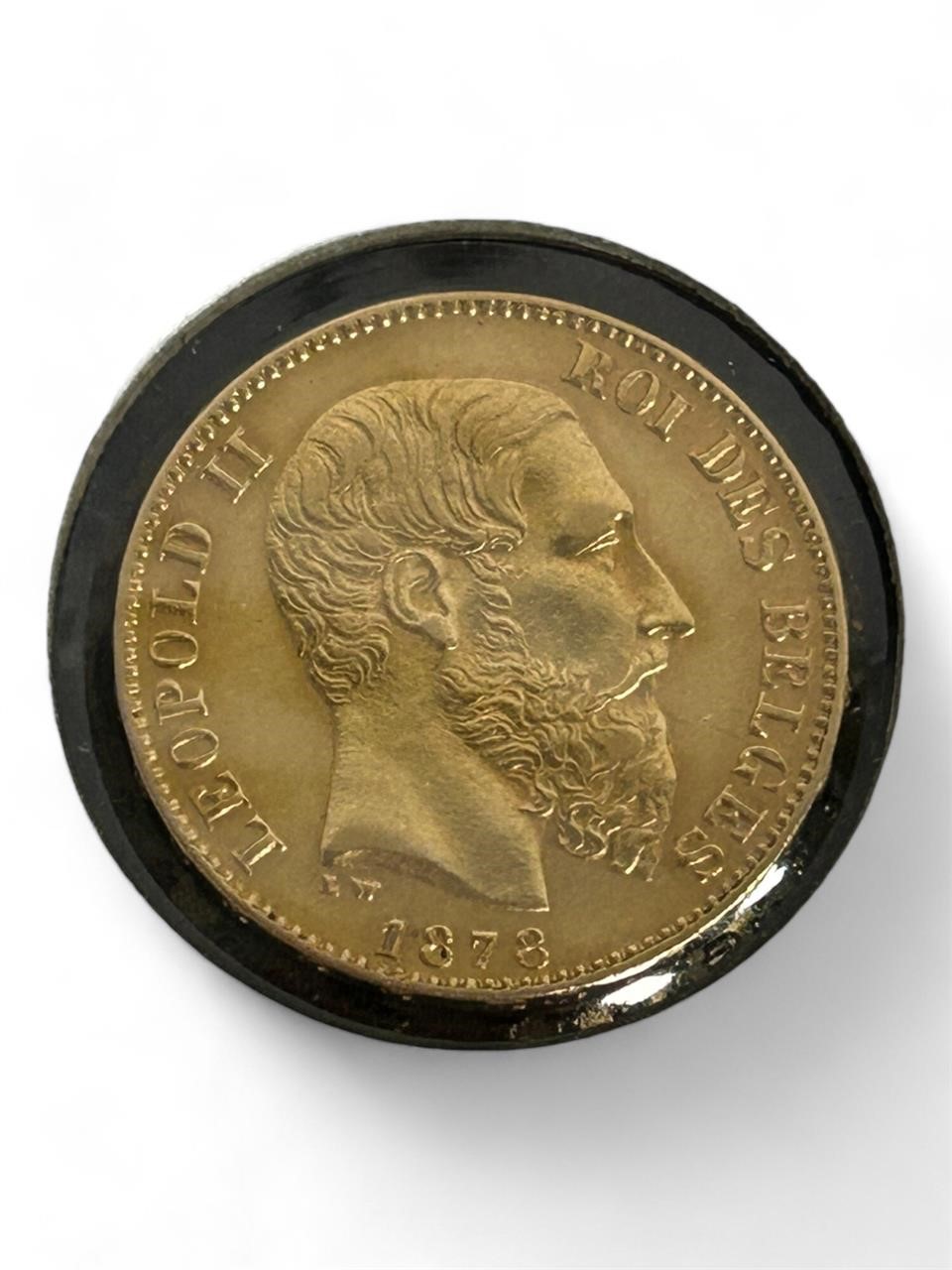 1878 Belchium 20 Francs Leopold II Gold Coin
