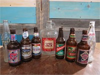 VINTAGE BEER & SODA BOTTLES &  JUG